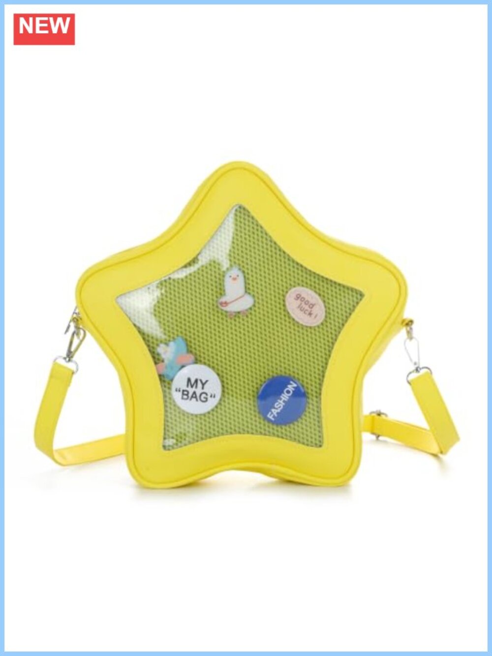 Star Shape Ita Bag PU Leather Crossbody Purse Pins Display Y2K Shoulder Handbag